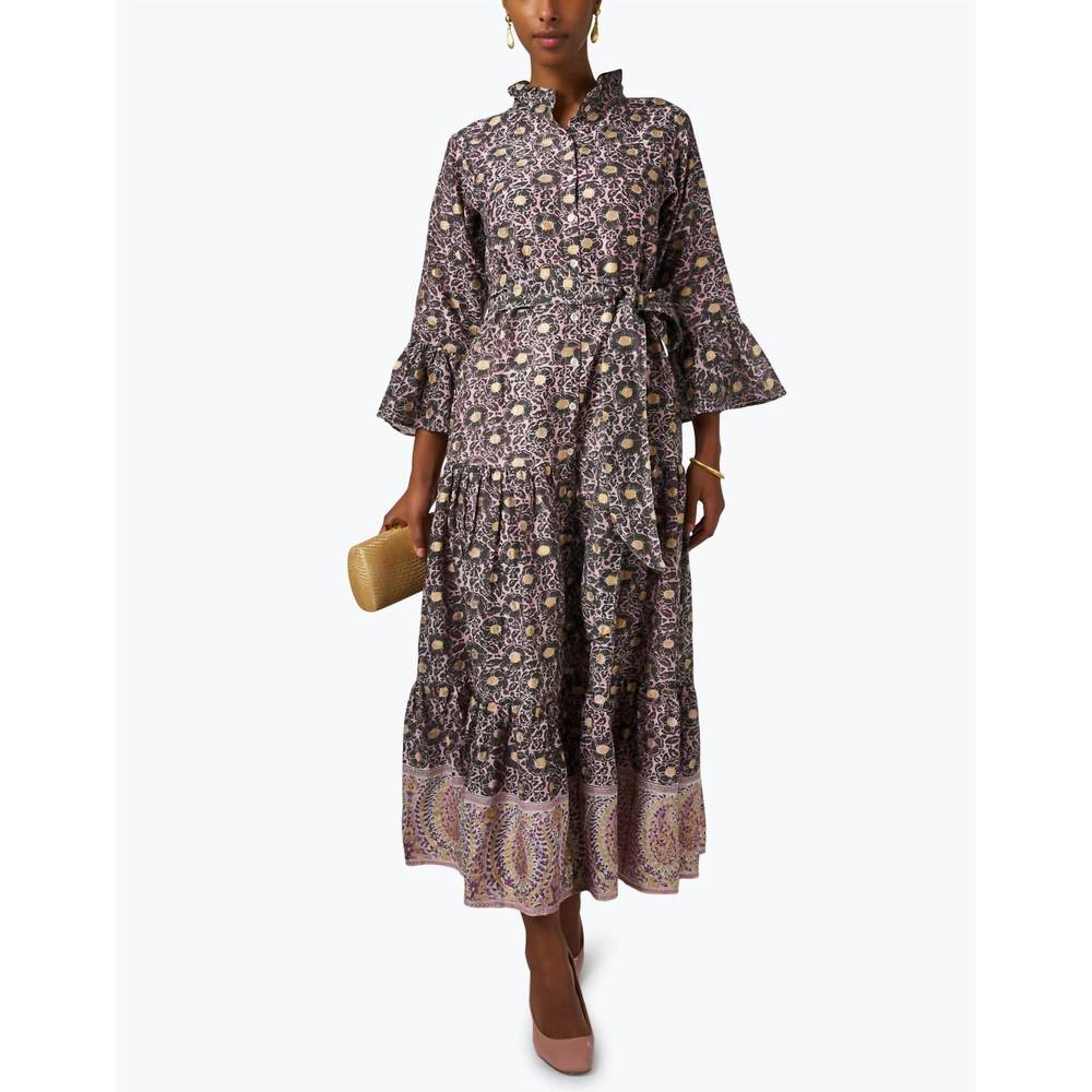 NEW OLIPHANT ruffle collar bell maxi dress in black capuchin